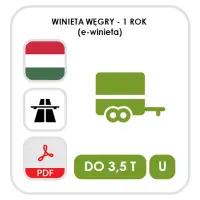 Węgry 1 rok - kat. U (przyczepa) (e-winieta) - ważna do 31.01. kolejnego roku